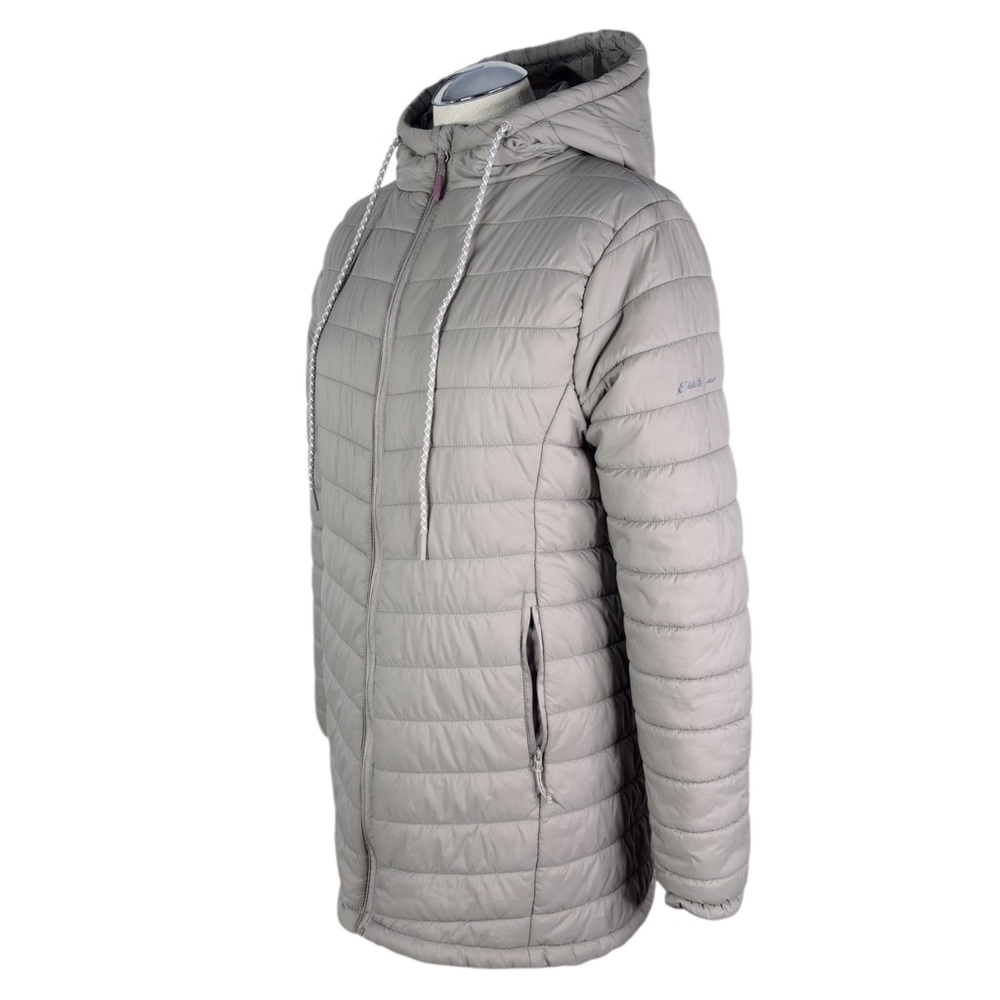 Eddie Bauer Taupe Puffer Coat sz S * Neutral Parka Packable Travel Jacket - Picture 2 of 13